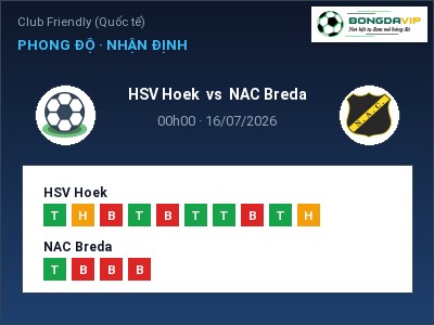 Nhận định bóng đá HSV Hoek vs NAC Breda (00h00, 16/07): Khó cho đội khách