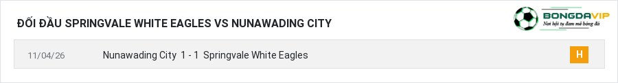 Lịch sử đối đầu Springvale White Eagles vs Nunawading City