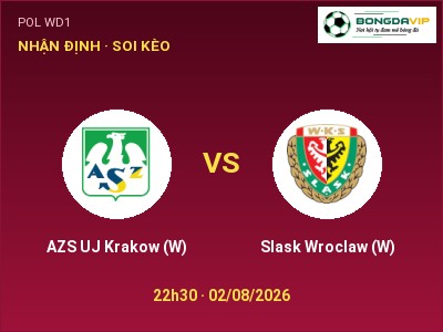 Dự đoán AZS UJ Krakow (W) vs Slask Wroclaw (W), 22h30 ngày 02/08: Tỷ lệ kèo POL WD1