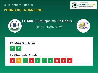 Soi kèo FC Muri Gumligen vs La Chaux-de-Fonds 00h30 ngày 15/07: Cửa trên gọi tên chủ nhà