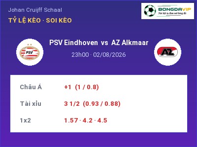 Dự đoán PSV Eindhoven vs AZ Alkmaar, 23h00 ngày 02/08: Tỷ lệ kèo Johan Cruijff Schaal