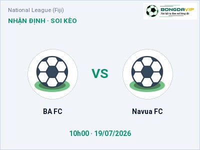 Nhận định BA FC vs Navua FC, 10h00 ngày 19/07: Soi kèo National League (Fiji)