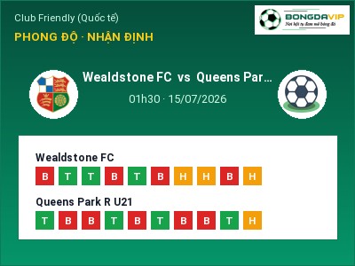 Nhận định kèo Wealdstone FC vs Queens Park R U21 01h30 ngày 15/07 – Cửa trên gọi tên chủ nhà