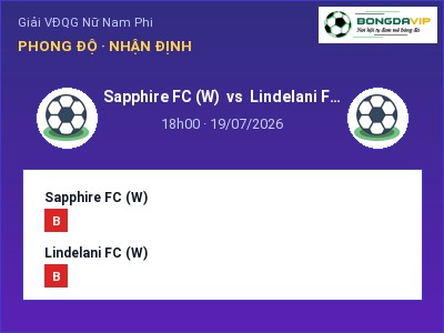 Soi kèo, dự đoán Sapphire FC (W) vs Lindelani FC (W) 18h00 ngày 19/07: Cân tài cân sức