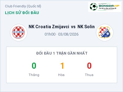 Dự đoán NK Croatia Zmijavci vs NK Solin, 01h00 ngày 03/08: Tỷ lệ kèo Club Friendly (Quốc tế)