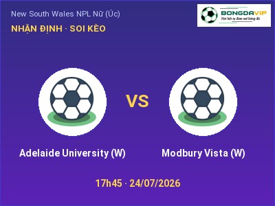 Nhận định bóng đá Adelaide University (W) vs Modbury Vista (W) (17h45, 24/07): Ba điểm ở lại?