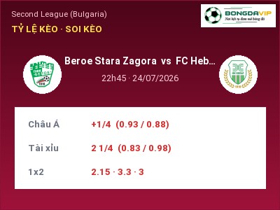Nhận định bóng đá Beroe Stara Zagora vs FC Hebar Pazardzhik (22h45, 24/07): Cân tài cân sức