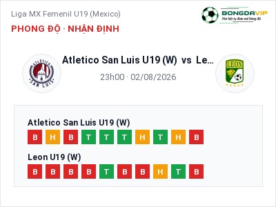Nhận định kèo Atletico San Luis U19 (W) vs Leon U19 (W) 23h00 ngày 02/08 – Cửa trên gọi tên chủ nhà