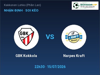 Nhận định bóng đá GBK Kokkola vs Narpes Kraft (22h30, 15/07): Khó cho đội khách