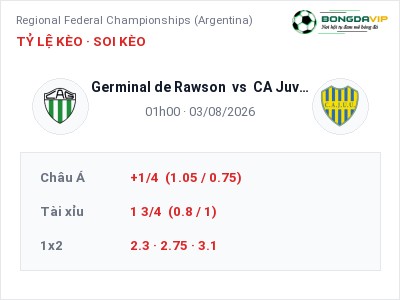 Nhận định Germinal de Rawson vs CA Juventud Unida San Luis, 01h00 ngày 03/08: Soi kèo Regional Federal Championships (Argentina)