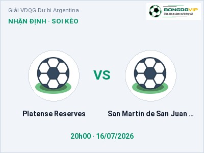 Dự đoán Platense Reserves vs San Martin de San Juan Reserves, 20h00 ngày 16/07: Tỷ lệ kèo Giải VĐQG Dự bị Argentina