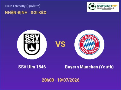 Soi kèo SSV Ulm 1846 vs Bayern Munchen (Youth) 20h00 ngày 19/07: Cửa trên gọi tên chủ nhà