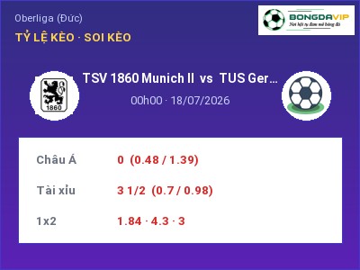 Nhận định bóng đá TSV 1860 Munich II vs TUS Geretsried (00h00, 18/07): Khó cho đội khách