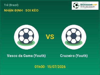 Nhận định Vasco da Gama (Youth) vs Cruzeiro (Youth), 01h00 ngày 15/07: Soi kèo Trẻ (Brazil)