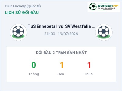 Dự đoán TuS Ennepetal vs SV Westfalia Rhynern, 21h00 ngày 19/07: Tỷ lệ kèo Club Friendly (Quốc tế)