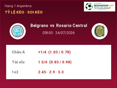 Soi kèo Belgrano vs Rosario Central 05h30 ngày 24/07: Ba điểm ở lại?