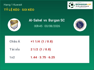 Dự đoán Al-Sahel vs Burgan SC, 00h45 ngày 03/08: Tỷ lệ kèo Hạng 1 Kuwait