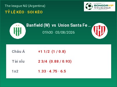 Nhận định Banfield (W) vs Union Santa Fe (W), 01h00 ngày 03/08: Soi kèo The league Nữ (Argentina)
