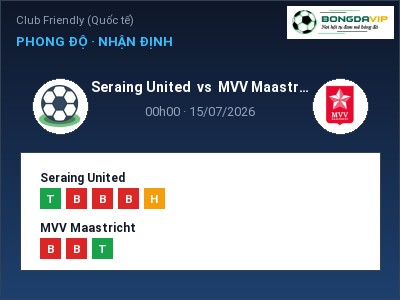 Dự đoán Seraing United vs MVV Maastricht, 00h00 ngày 15/07: Tỷ lệ kèo Club Friendly (Quốc tế)