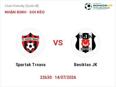 Nhận định kèo Spartak Trnava vs Besiktas JK 22h30 ngày 14/07 – Cửa trên gọi tên chủ nhà
