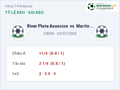 Nhận định River Plate Asuncion vs Martin Ledesma, 20h00 ngày 24/07: Soi kèo Hạng 3 Paraguay