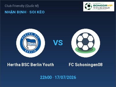 Nhận định kèo Hertha BSC Berlin Youth vs FC Schoningen08 22h00 ngày 17/07 – Ba điểm ở lại?