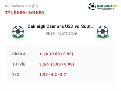 Soi kèo Oakleigh Cannons U23 vs South Melbourne U23 15h15 ngày 24/07: Cửa trên gọi tên chủ nhà