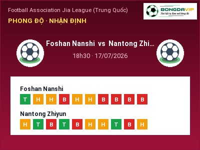 Nhận định kèo Foshan Nanshi vs Nantong Zhiyun 18h30 ngày 17/07 – Chủ nhà gặp khó