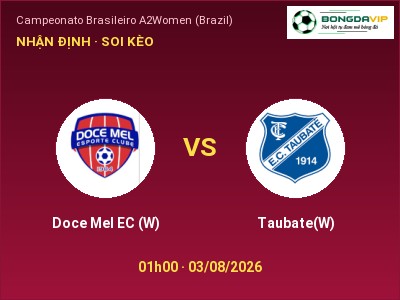 Nhận định bóng đá Doce Mel EC (W) vs Taubate(W) (01h00, 03/08): Chủ nhà sáng cửa