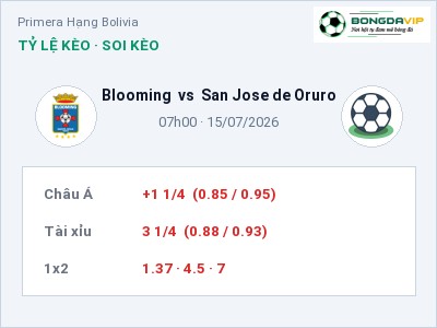 Nhận định kèo Blooming vs San Jose de Oruro 07h00 ngày 15/07 – Ba điểm ở lại?