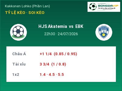 Soi kèo HJS Akatemia vs EBK 22h30 ngày 24/07: Cửa trên gọi tên chủ nhà