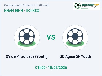 Soi kèo, dự đoán XV de Piracicaba (Youth) vs SC Aguai SP Youth 01h00 ngày 18/07: Ba điểm ở lại?
