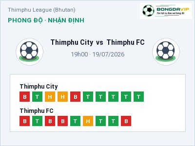 Nhận định bóng đá Thimphu City vs Thimphu FC (19h00, 19/07): Ba điểm ở lại?