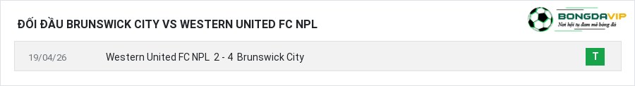 Lịch sử đối đầu Brunswick City vs Western United FC NPL