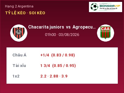 Soi kèo, dự đoán Chacarita juniors vs Agropecuario de Carlos Casares 01h00 ngày 03/08: Cửa trên gọi tên chủ nhà