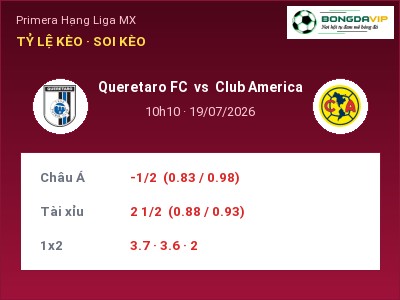 Soi kèo, dự đoán Queretaro FC vs Club America 10h10 ngày 19/07: Khó phân thắng bại